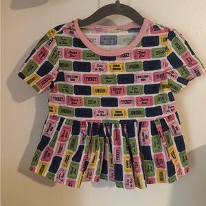 Handmade Carnival Ticket Peplum Top